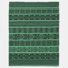 Coola Modern Boho Black and Grönt Mönster Strips Fleecefilt