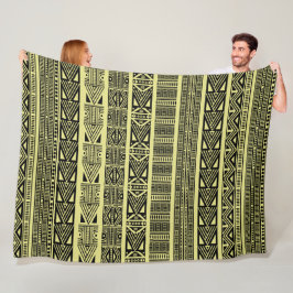 Coola Modern Boho Black and Gult Mönster Strips Fleecefilt