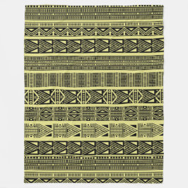 Coola Modern Boho Black and Gult Mönster Strips Fleecefilt