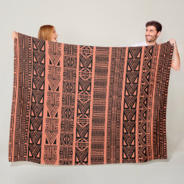 Coola Modern Boho Black and Rosa Mönster Strips Fleecefilt