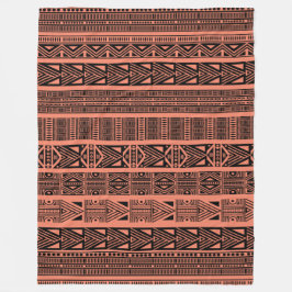 Coola Modern Boho Black and Rosa Mönster Strips Fleecefilt