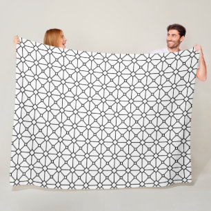 Coola Modern Boho Black and White Mönster Rhombus Fleecefilt