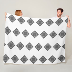 Coola Modern Boho Black and White Mönster Rhombus Fleecefilt