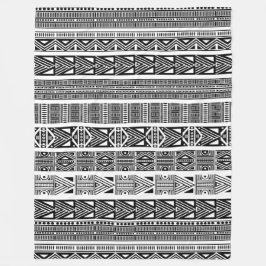 Coola Modern Boho Black and White Mönster Strips Fleecefilt