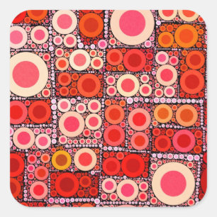 Coola Modern Circle Orange Red Mosaic Tile Fyrkantigt Klistermärke