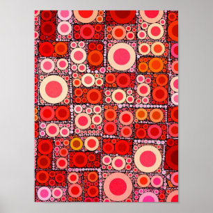 Coola Modern Circle Orange Red Mosaic Tile Poster