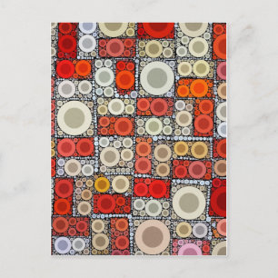 Coola Modern Circle Orange Red Mosaic Tile Vykort