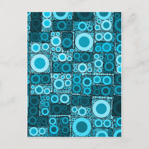 Coola Modern Circles Blue Teal Mosaic Tile Mönster Vykort