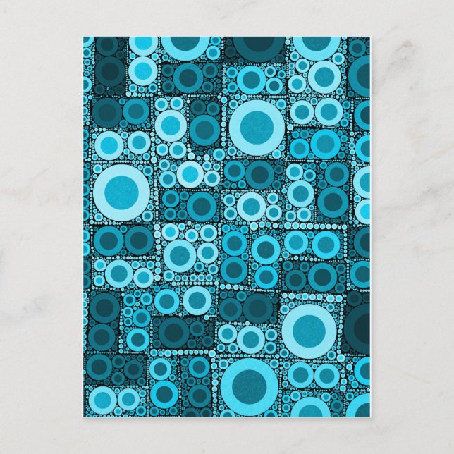 Coola Modern Circles Blue Teal Mosaic Tile Mönster Vykort (Framsida)
