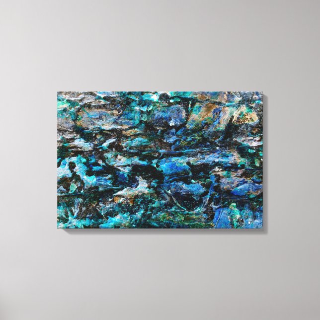 Coola, modern design för blå färg, gammal vägggrun canvastryck (Framsida)