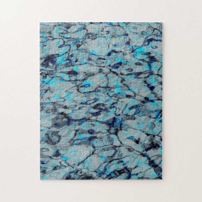 Coola, modern digital konst av blå vattenfärg pussel (Vertikal)