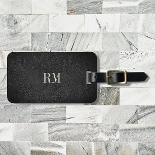 Coola Modern Elegant Black Monogram Adress Bagagebricka