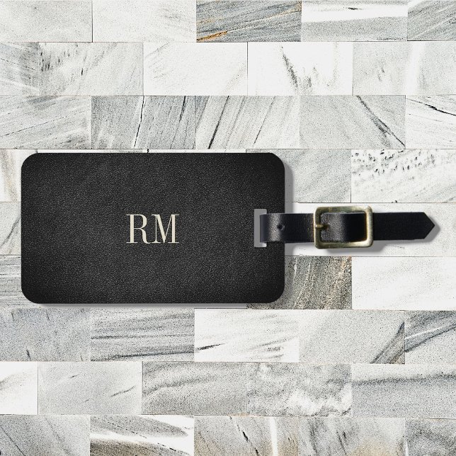 Coola Modern Elegant Black Monogram Adress Bagagebricka (Skapare uppladdad)