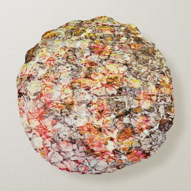 Coola modern färgrik abstrakt bakgrund rund kudde (Baksidan)