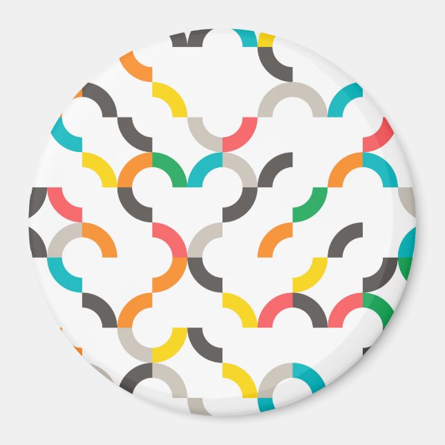 Coola, modern, färgstark, trendig, cirkelformad ge magnet (Framsidan)