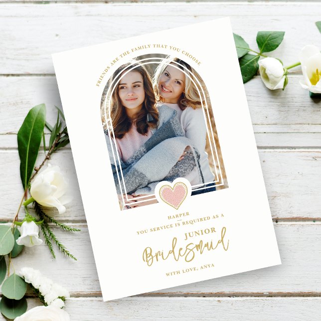 Coola Modern Finare Jr Bridesmaid Rosa Snöre Heart Inbjudningar (Skapare uppladdad)