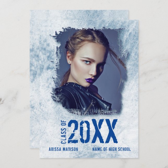 Coola Modern Grunge Dubbla Sided Photo Blue Grad Meddelande (Fram/baksida)