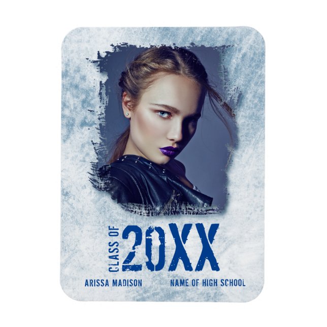 Coola Modern Grunge Photo Blue Grad-meddelande Magnet (Vertikal)