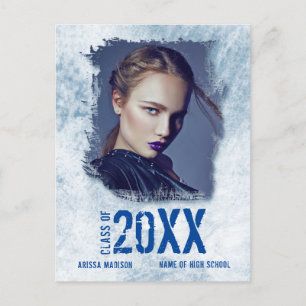 Coola Modern Grunge Photo Blue Grad-meddelande Vykort