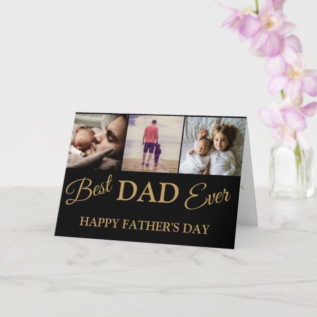 Coola Modern Guld Black 3 Photo Fars dag Kort (Orkide)