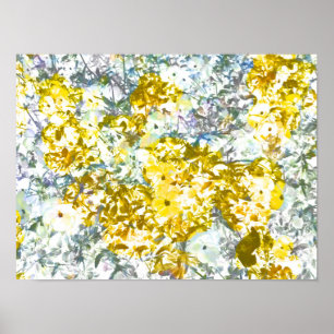 Coola, modern,gult grått romantisk blomma mönster poster