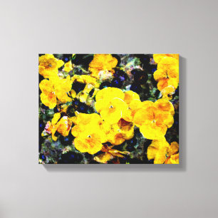 Coola modern gult viola blommönster art canvastryck