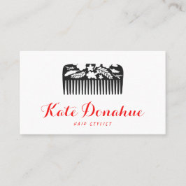 Coola Modern Hairstylist Blommigt Comb Hair Salon Visitkort