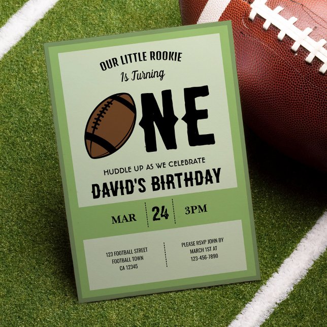 Coola Modern Little Rookie Football 1st Birthday Inbjudningar (Skapare uppladdad)