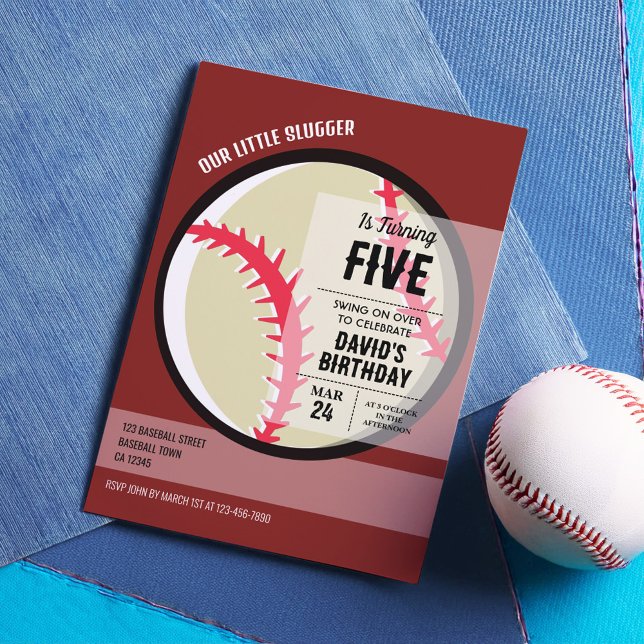 Coola Modern Little Slugger Baseball Birthday Inbjudningar (Skapare uppladdad)