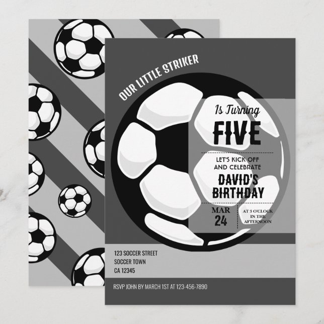 Coola Modern Little Striker Birthday Inbjudningar (Fram/baksida)