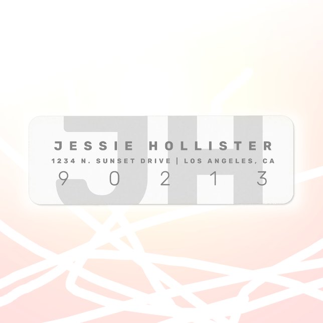Coola Modern Monogram | Ljusgrå Returadress Returadress Etikett (Skapare uppladdad)