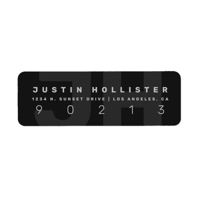 Coola Modern Monogram | Returadress för grå Mörk Etikett (Framsidan)