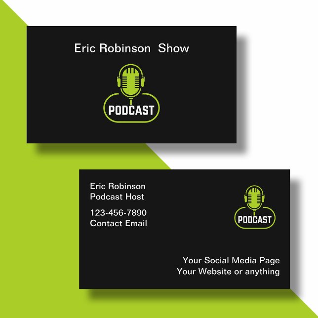 Coola Modern Podcast Microphone-Affärskort Visitkort (Skapare uppladdad)