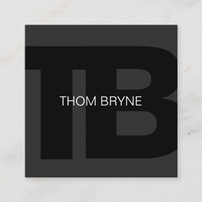 Coola Modern Professionell Black 2 Brev Monogram Fyrkantigt Visitkort (Framsida)