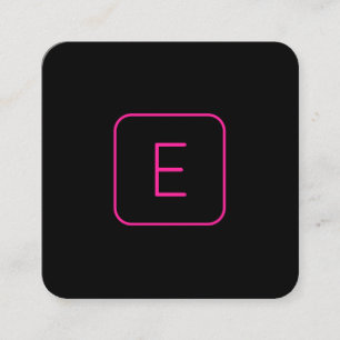 Coola Modern Rosa Black Monogram eller Company Bre Fyrkantigt Visitkort
