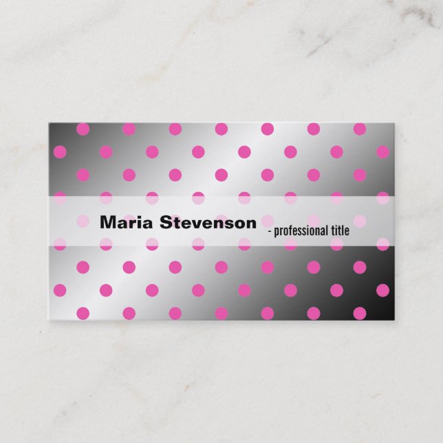 Coola, modern rosa och grått polka dots visitkort (Framsida)