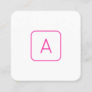 Coola Modern Rosa White Monogram eller Company Bre Fyrkantigt Visitkort