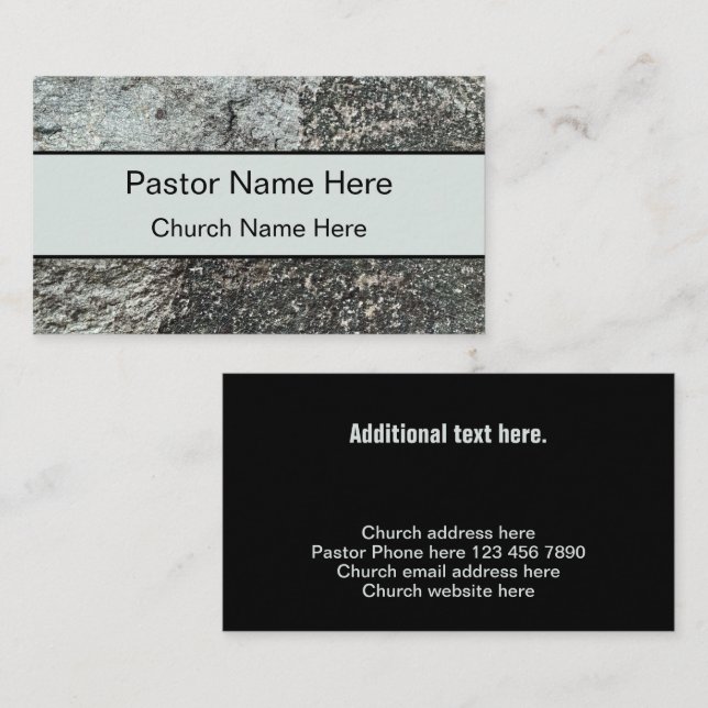 Coola Modern Sten Granite Christian Church Pastor Visitkort (Fram/baksida)