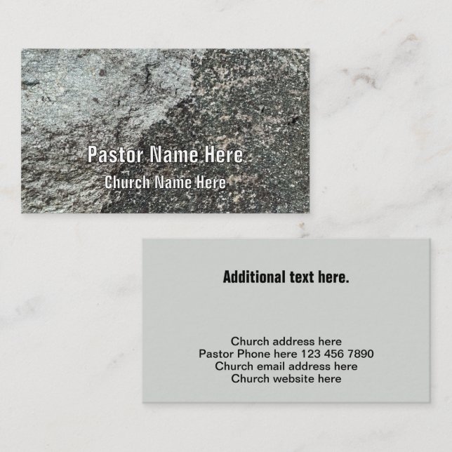Coola Modern Sten Granite Christian Church Pastor Visitkort (Fram/baksida)