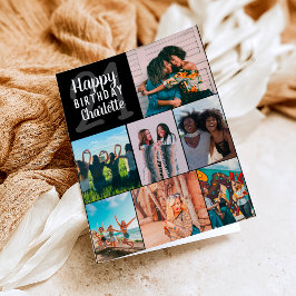 Coola modern svart fotosamlingsplats 21 födelsedag kort