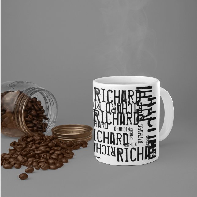 Coola Modern svartvit namn, typografi Kaffemugg (modern and tasteful)