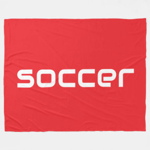 Coola Modern vit SOCCER-text på ljusröd Fleecefilt