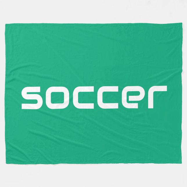 Coola Modern White SOCCER Text på Bright Grönt Fleecefilt (Framsidan (Horisontell))