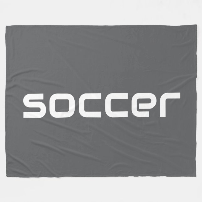 Coola Modern White SOCCER Text på medium Grått Fleecefilt (Framsidan (Horisontell))