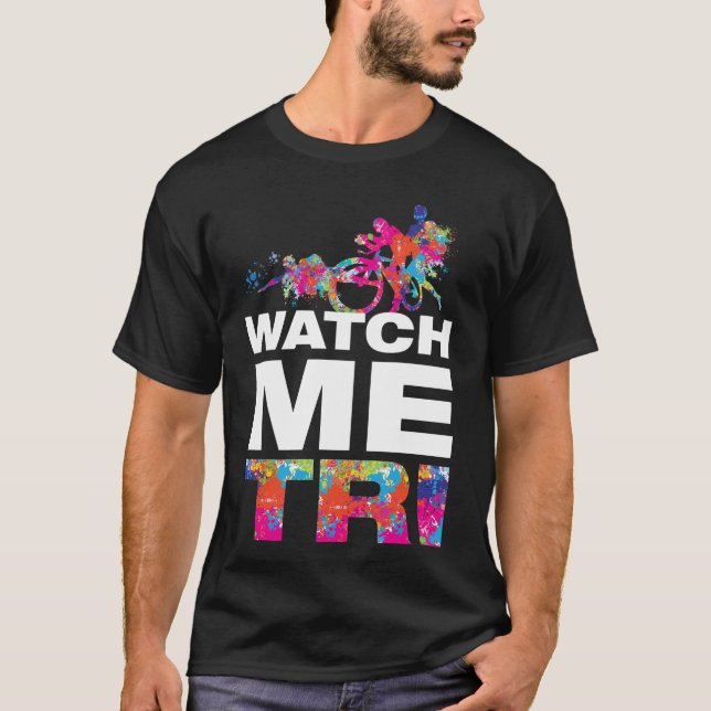 Coola moderna färgglada triathlonmotivationsord t shirt (Framsida)