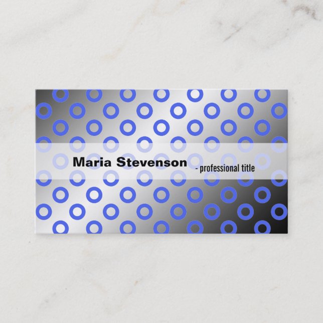 Coola, modernt blått och grått polka dots visitkort (Framsida)