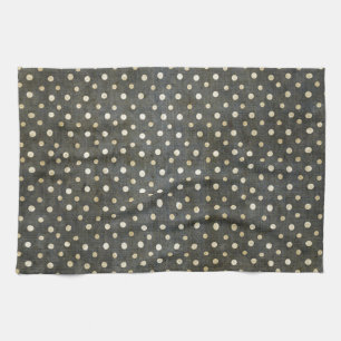 Coola, modig vit polka dots mörk grått grunge kökshandduk