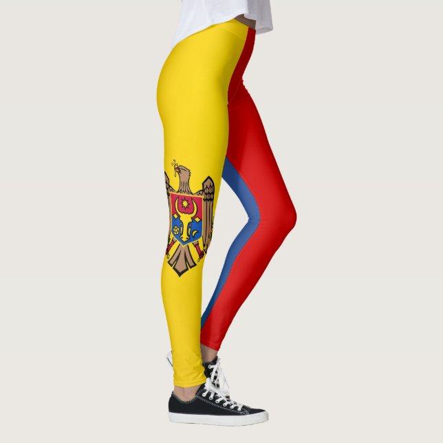 Coola Moldavien Flagga Mode Leggings (Höger)