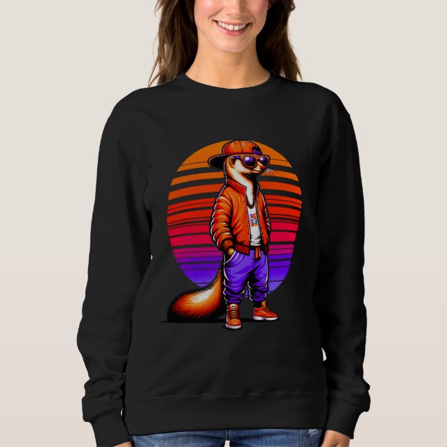 Coola Mongoose Modern Urban Stil Sunset Retro Art T Shirt (Framsida)