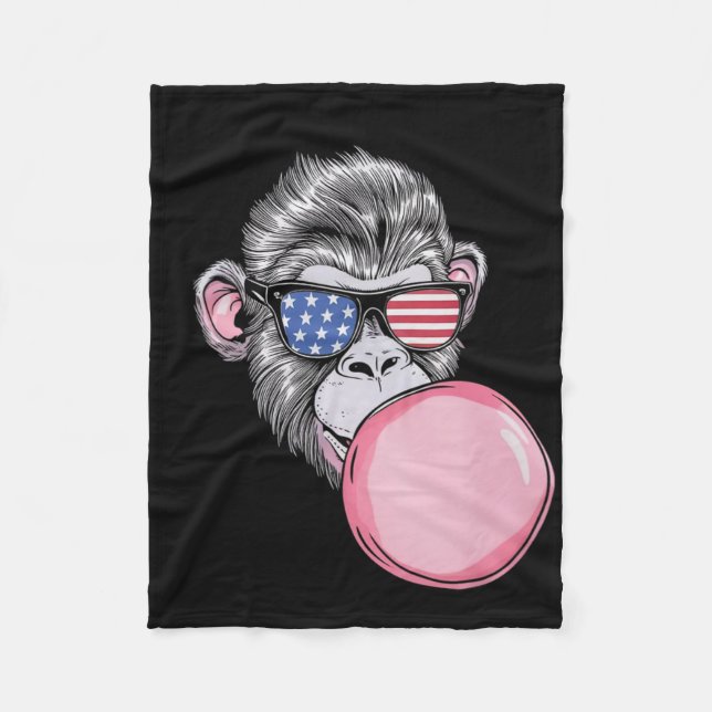 Coola Monkey with American Flagga Sungles 4:e juli Fleecefilt (Framsidan)